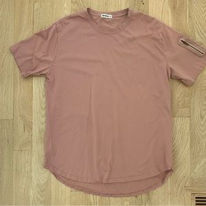 Liegou Men's Pink T Shirt XL Zipper Sleeve